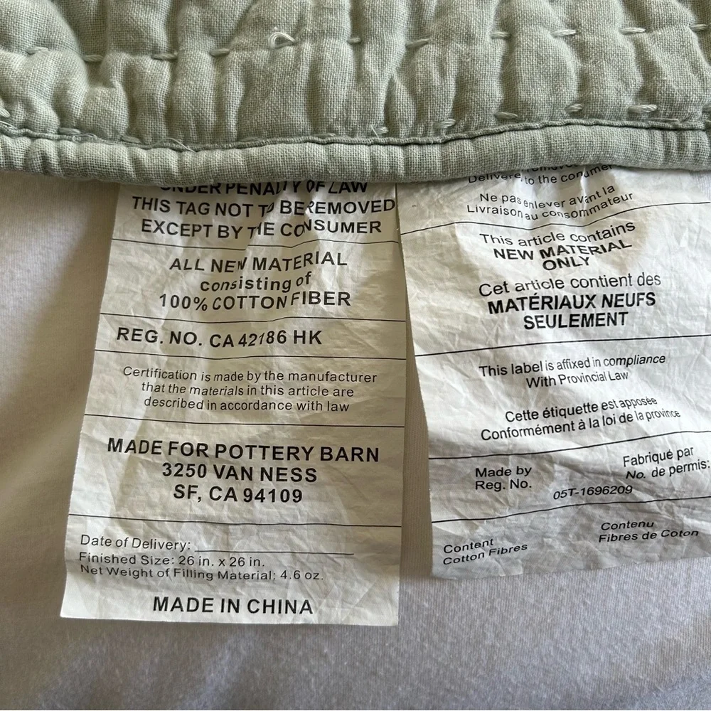 Pottery barn euro sham